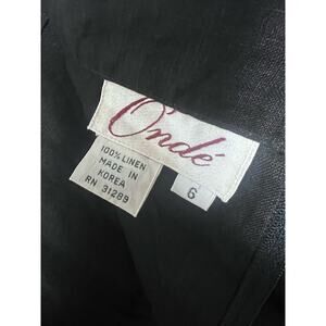 Onde Skirt 100% Linen Pleated Lined Black Flowy Skirt Size 6